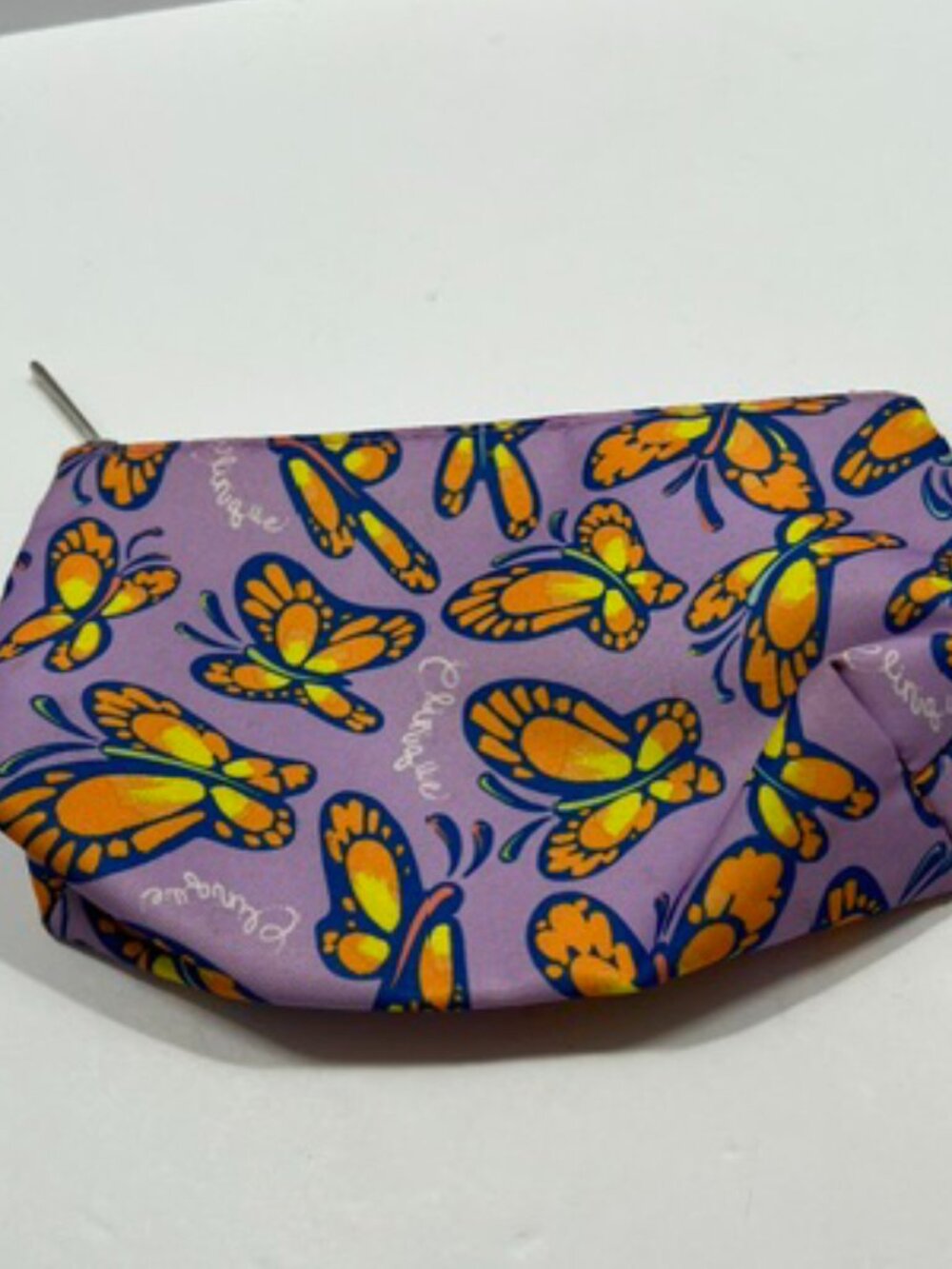 Clinique Cosmetics Travel Misc. Bag Purple with Butterflies EUC